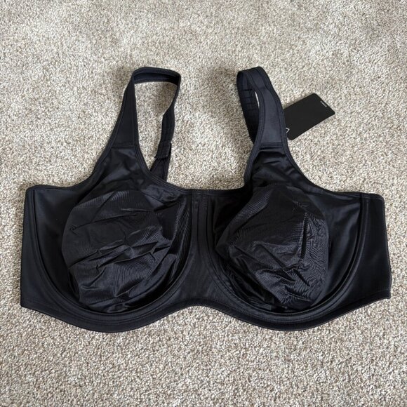 SYROKAN Women's Sports Bra Black Underwire Plus Size 46F NEW - Picture 1 of 10